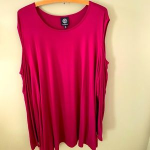 Wine Cold Shoulder Long Sleeve Top